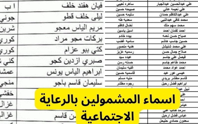 الاستعلام من هنا.. اسماء المشمولين فى الرعاية الاجتماعية 2023 في العراق تحميل pdf عبر وزارة العمل molsa.gov.iq